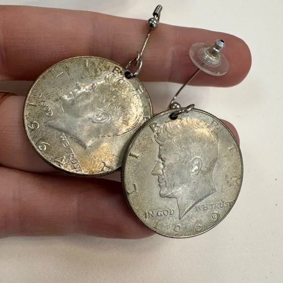 1/2 Dollar Silver Coin Dangle Earrings